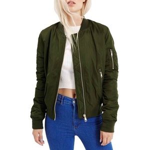 TOPSHOP olive green bomber jacket